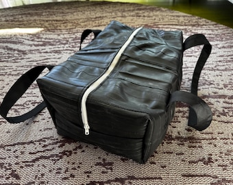 Large Gym Duffel Bag - a durable rubber duffel bag made from upcycled bike inner tube