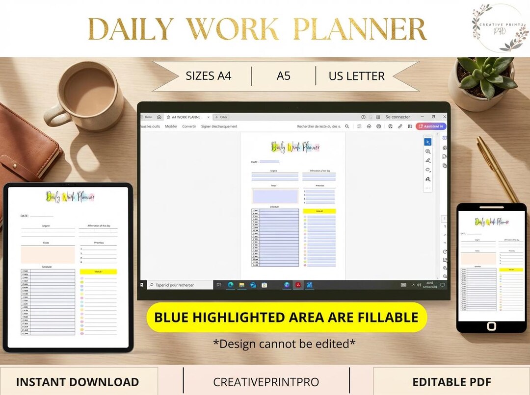 Mponline Work List.pdf Daily Productivity Planner, Work List Organizer, Daily Checklist, Task ...