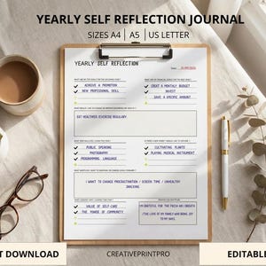 Yearly Self Reflection Journal, Mental Wellness Planner , Inner Work, Self Discovery .