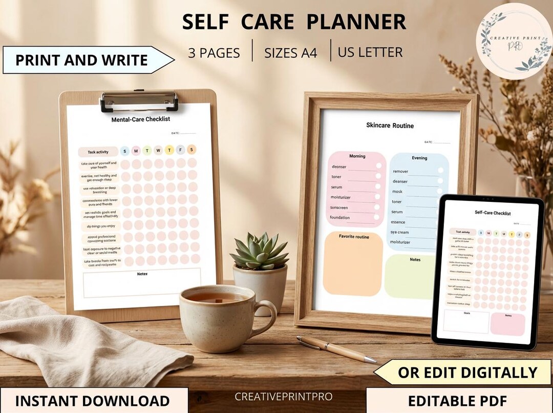 Sfc Routine Self Care Planner , Mental Wellness ,skin Care Routine , Emotional ...