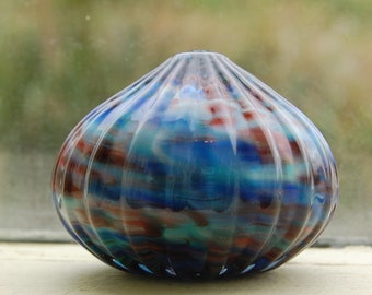 Glass Sea Urchin in Blue and Red
