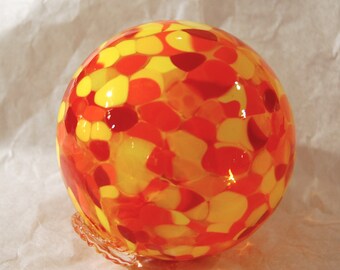 Glass Float for the garden in Red, Yellow, and Orange