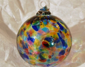 Handblown Glass Christmas Ornament in Rainbow