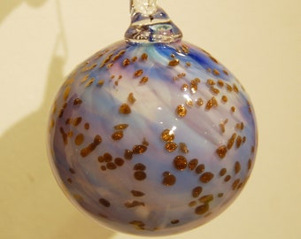 Handblown Glass Ornament:  Violet and Blues