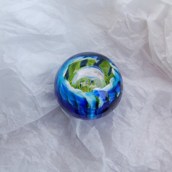 Glass Mirror Marble in Lime Green and Blues Etsy