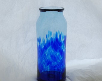 Hand Sculpted Glass Vase in Blues