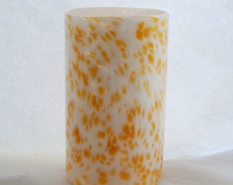 Glass Cup Vase in White and Sunflower Yellow