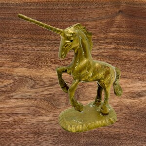Vintage Brass Unicorn Figurine / Solid Brass Unicorn / 1970&#39;s Collectible Brass Unicorn