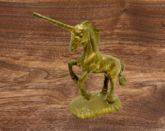 Vintage Brass Unicorn Figurine: 1970s Collectible Decor