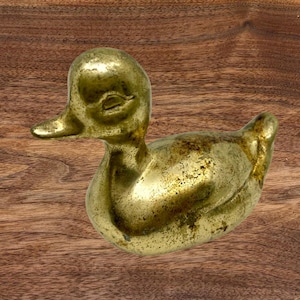 Vintage Brass Duck Figurine / 1960&#39;s Collectible Brass Duck