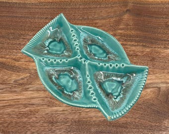 Vintage Turquoise Ceramic Ashtray: Mid-Century USA Trinket Tray