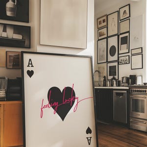 Valentijnscadeau voor haar Afdrukbaar kunstwerk Moderne hartenkunst aan de muur, Lucky You digitale print voor woondecoratie, y2k preppy kamerontwerp