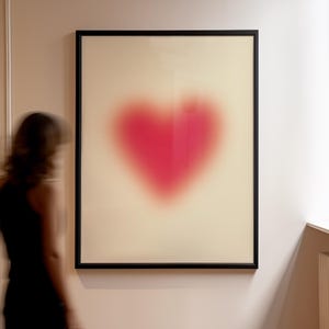 Heart Aura Art Print, Romantic Red Wall Art, Minimalist Love Heart Poster, Modern Digital Download Home Decor Valentines Wall Art Vintage