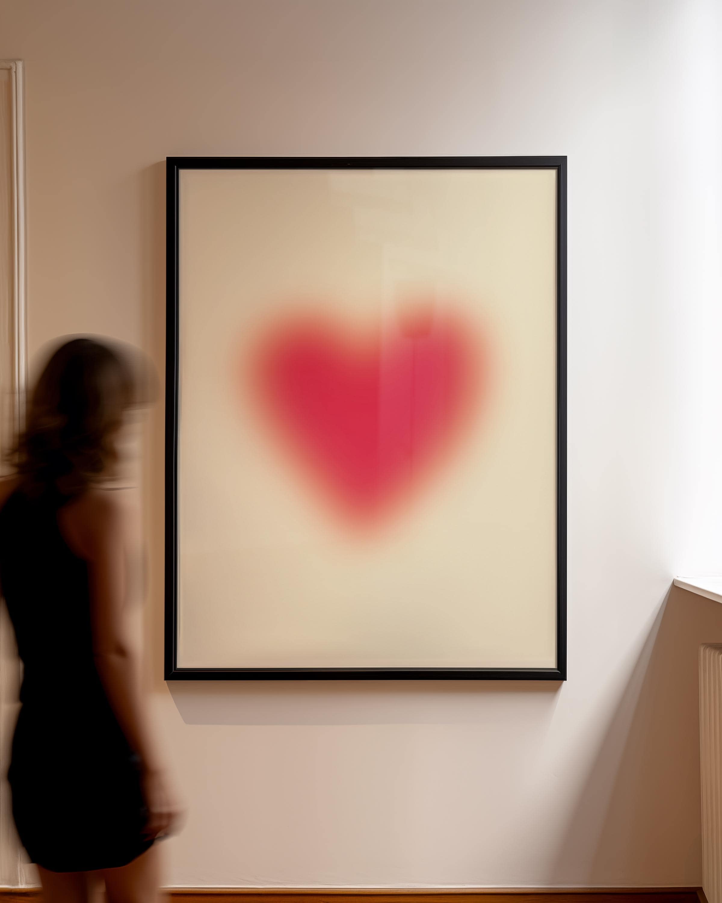 Heart Aura Art Print, Romantic Red Wall Art, Minimalist Love Heart Poster, Modern Digital Download Home Decor Valentines Wall Art Vintage