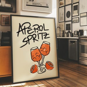 Aperol Spritz Cocktail Poster | Barwagen Dekor Cocktail Wandkunst Barwagen Zubehör Trendy Poster Signature Cocktail Oyster Muscheln