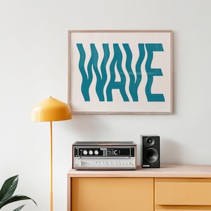 Wave Print | Retro Typography | Beachy Wall Art, Beachy Prints, Beachy Room Decor, Surfboard Wall Art, Coastal Cowgirl Wall Art, Surf Poster