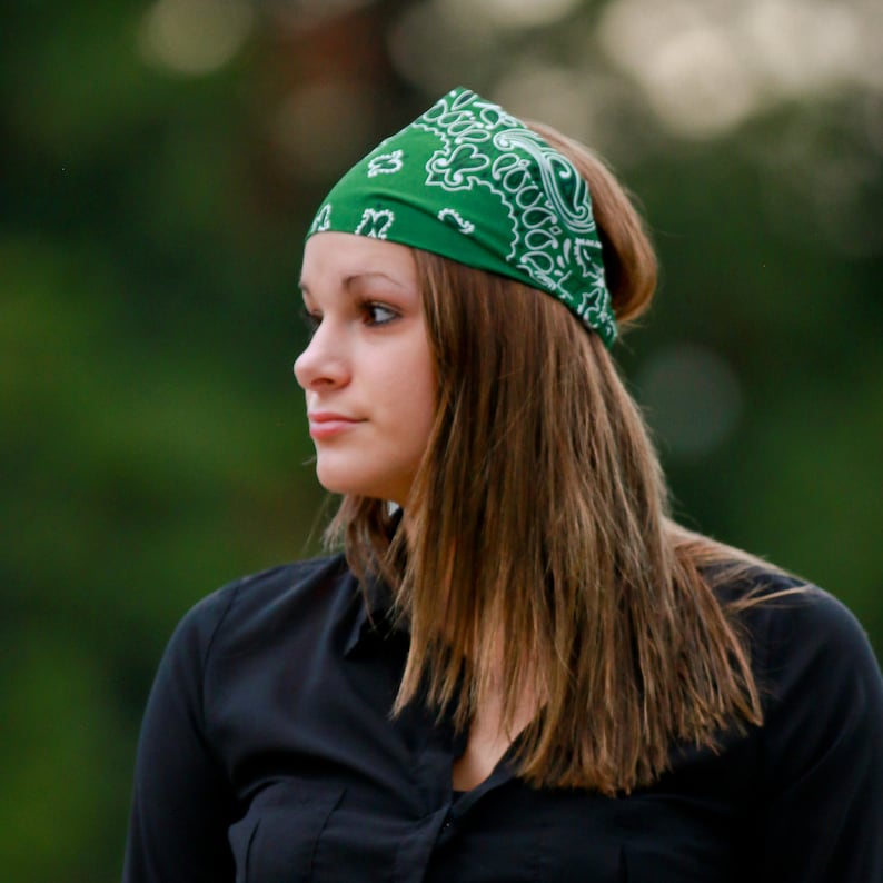 Fitness Bandana Hunter Green Headband Motorcycle Hair Band Etsy