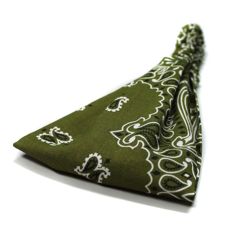 Men's Olive Green Bandana Headband Biker Headband Etsy