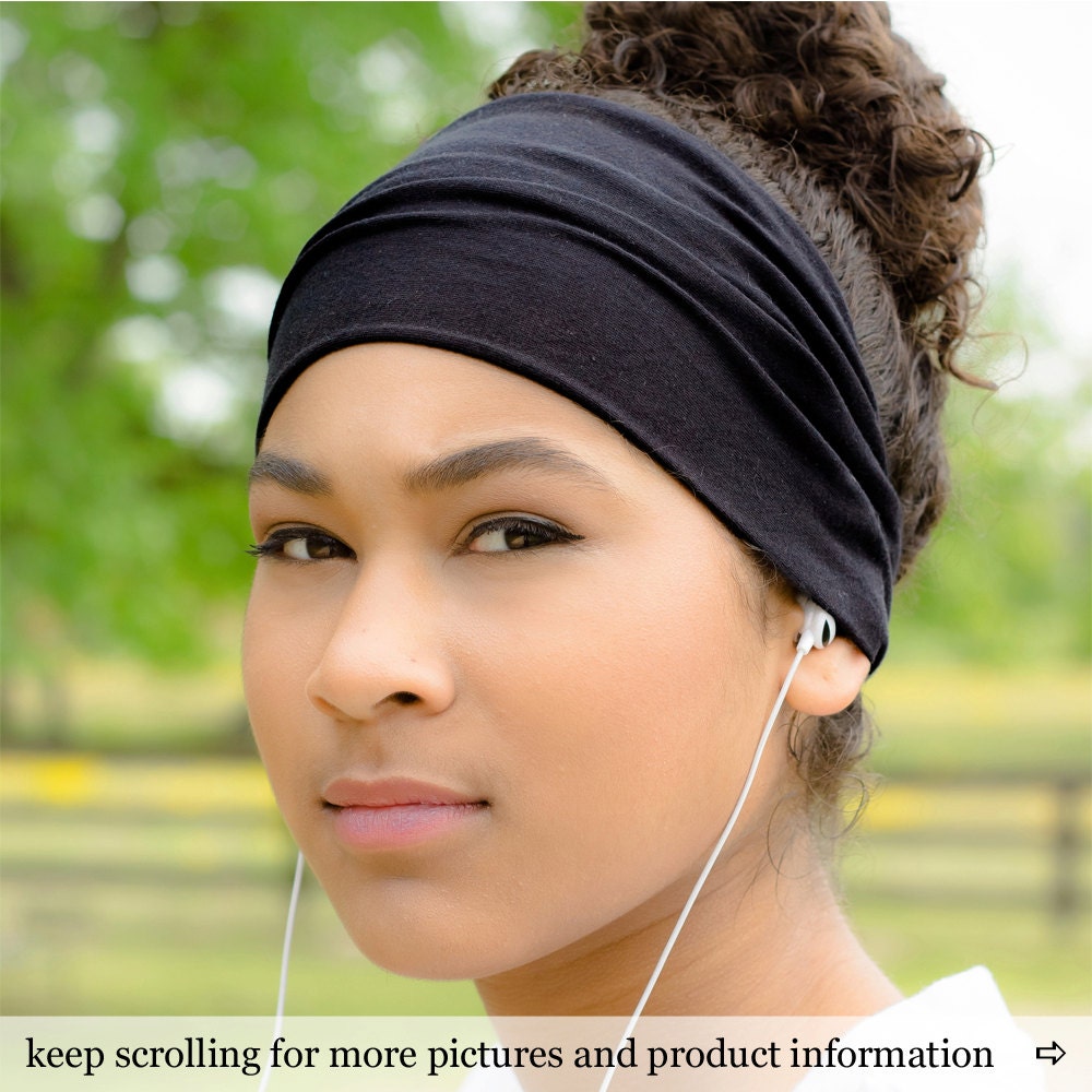 Workout Headband Yoga Headband Black Womens Headband Stretchy Etsy