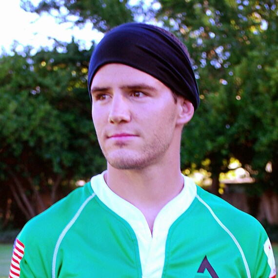 Men S Black Headband Athletic Hair Band Black Big Head Etsy