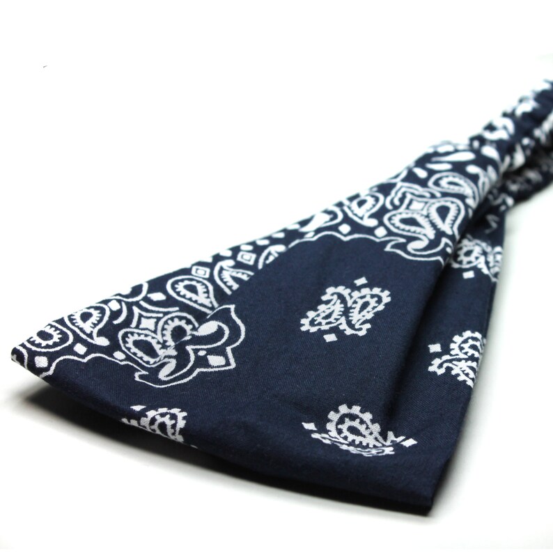Navy Blue Bandana Headband Wide Cotton Headwrap Dark Blue Etsy