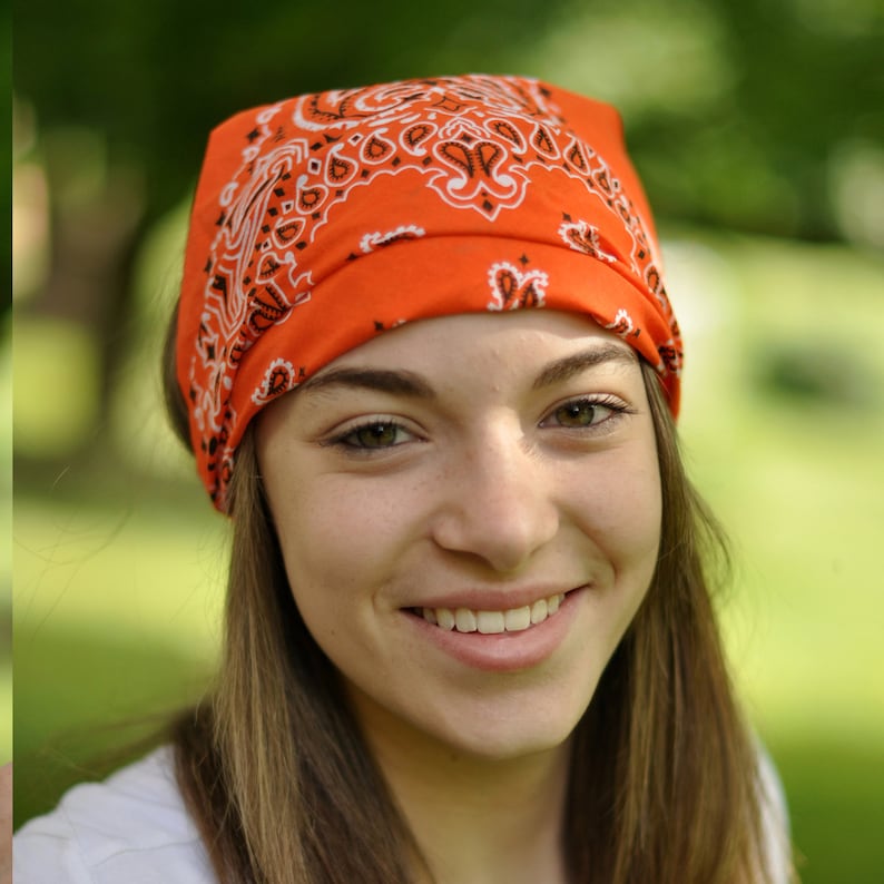 Motorcycle Headband Orange Kerchief Motorcycle Head Wrap Etsy