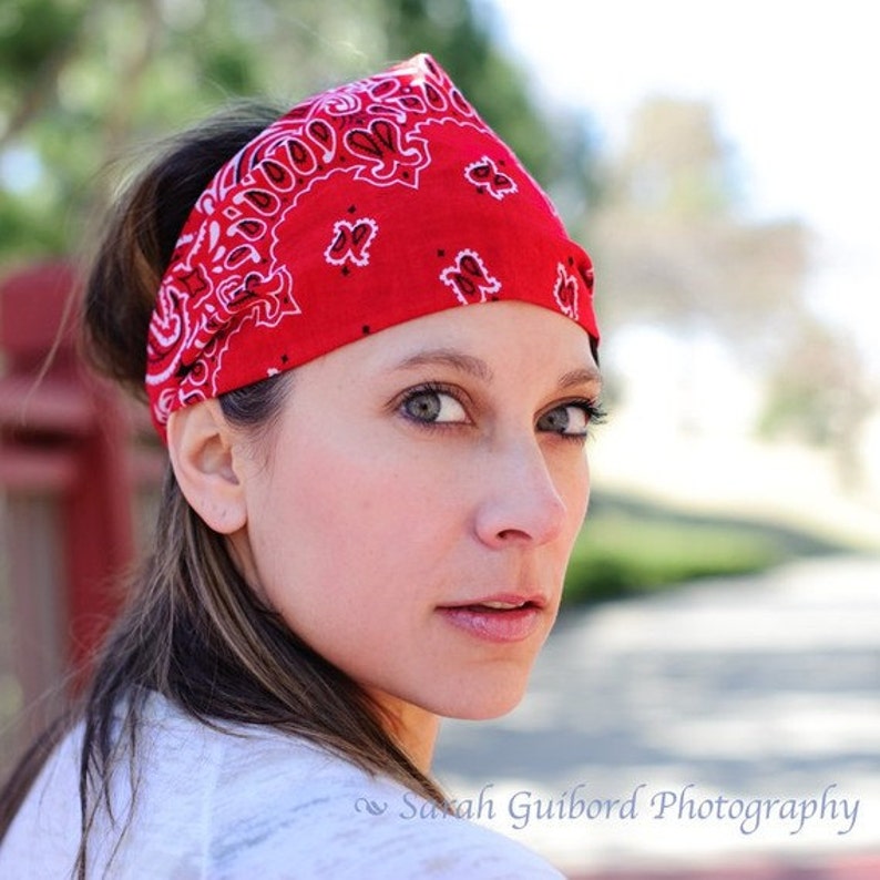 Men's Red Headband Red Bandana Headband for Men Bandana Etsy