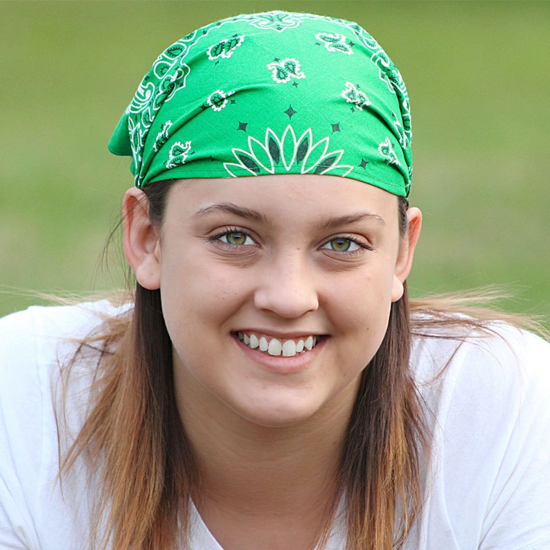 Mens Kelly Green Headband Wide Bandana 5 Inches 4 Sizes