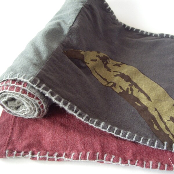 Upcycled T-Shirt Scarf in Red and Grays
