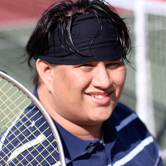 Men S Black Headband Athletic Hair Band Black Big Head Etsy