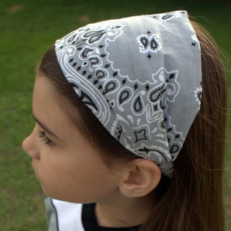 Men's Gray Bandana Headband Silver Bandanna Head Scarf Etsy