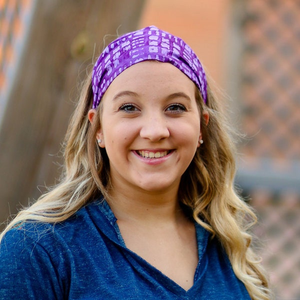 Batik haar sjaal, paarse zigeuner hoofddoek, Batik Bandanna, Batik hoofdbedekking, Purple Wife Gift (#4170) S M L X