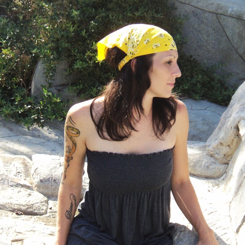 Yellow Kerchief Yellow Bandana Pretied Headband Cute Summer Etsy