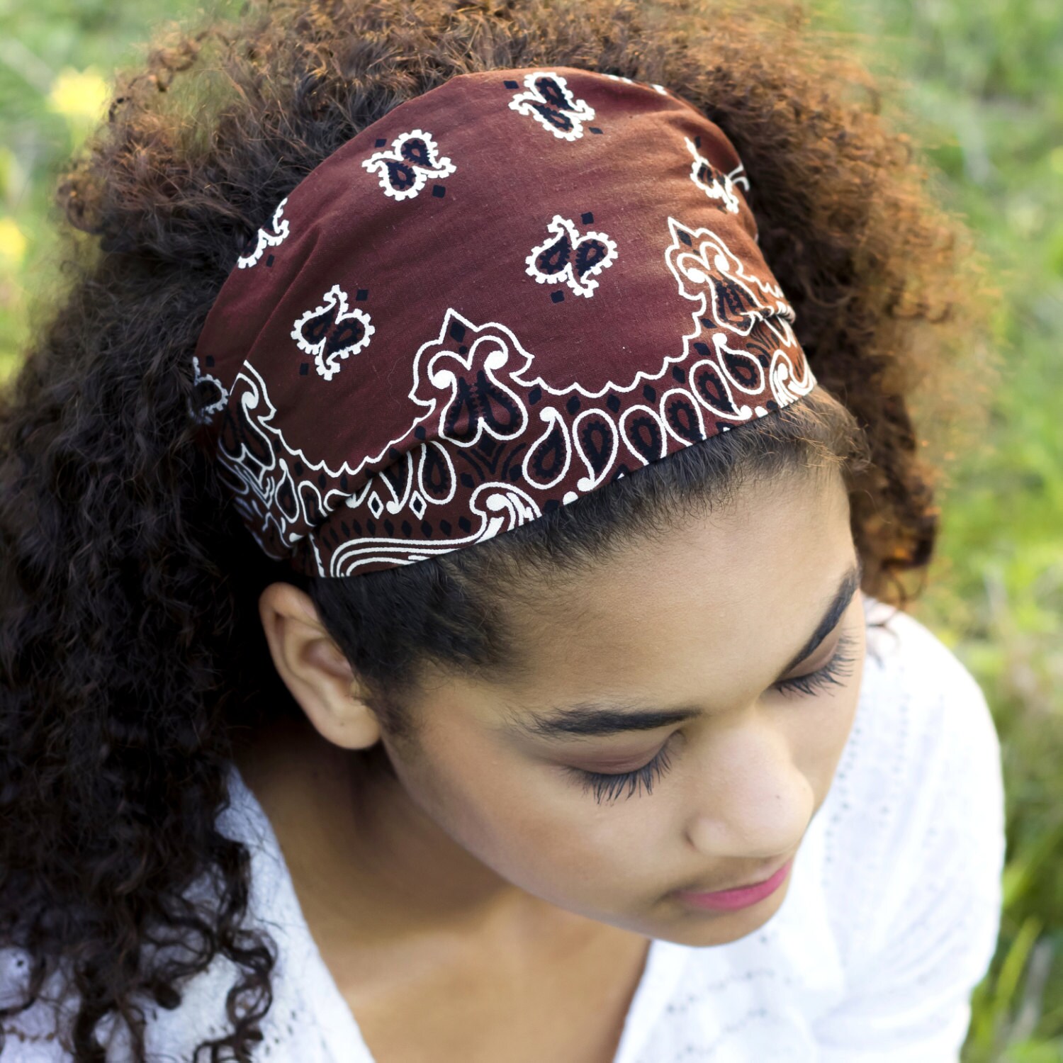 Wide Headband Brown Bandanna Trendy Headscarf Comfortable Etsy