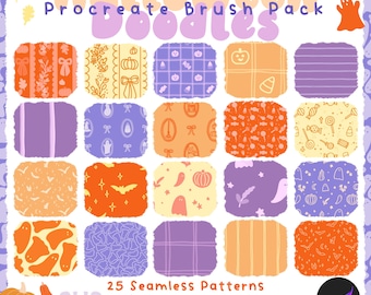 Halloween Doodles Procreate Stamp Brush set