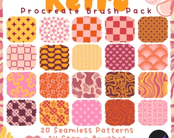 Retro Procreate Stamp Brush set