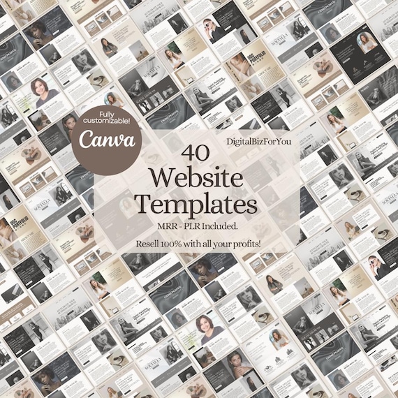 40 Canva Website Template Pack, Canva Bundle Template, Canva Website Template Bundle, Canva Website Template Pack, Canva Bundle MRR PLR