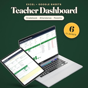 Teacher Gradebook Spreadsheet and Assignment Tracker, Attendance and Parent Contact Log, Excel Google Sheets