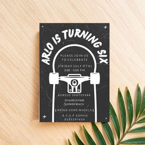 Skateboard Birthday Party Invitation Template | Boys Skater Party Invite | Customisable Digital Download |