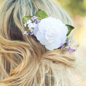 white rose wedding flower bridal hair accessory image 1