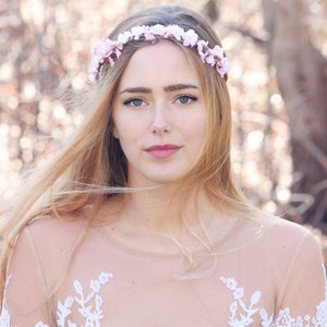 pink wedding accessories, bridal headpiece, wedding flower crown, ivory Flower crown, rustic head wreath, wedding headband, bridal hair
