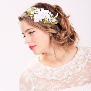 wedding headband, bridal hair, wedding hair accessory, white flower headband