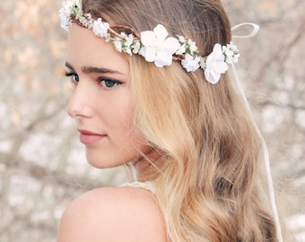 bridal hair acessories, cherry blossom flower crown, wedding headpiece, woodland flower, bridal hair flower, rustic wedding, bridal headband