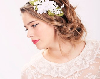 wedding headband, bridal hair, wedding hair accessory, white flower headband