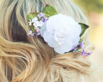 white rose wedding flower bridal hair accessory