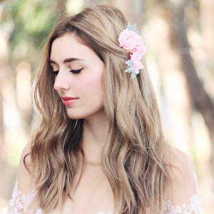 Rose clips pink wedding flower hair accessories bridal aceccessories floral hair pins roses bobby pins