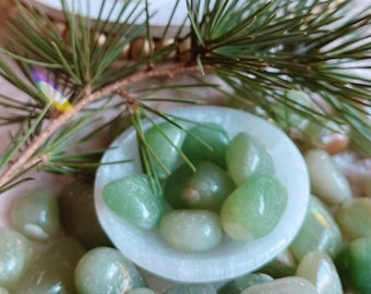 2 Tumbled green aventurine crystals, lucky crystal, prosperity rock