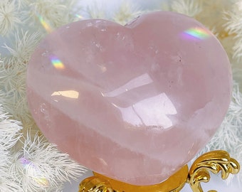 Rose Quartz Heart, medium Rose Quartz Puffy Heart, Love Stone