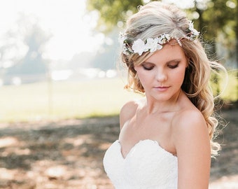 wedding headband, Bridal Flower hair, wedding accessories, wedding headpiece,  Headband, head wreath, hair accessories, flower girl