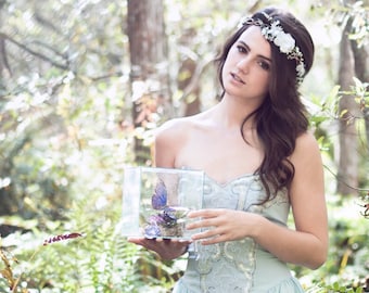 White Velvet Flower Crown, Wedding Headpiece, Bridal Hair Wreath